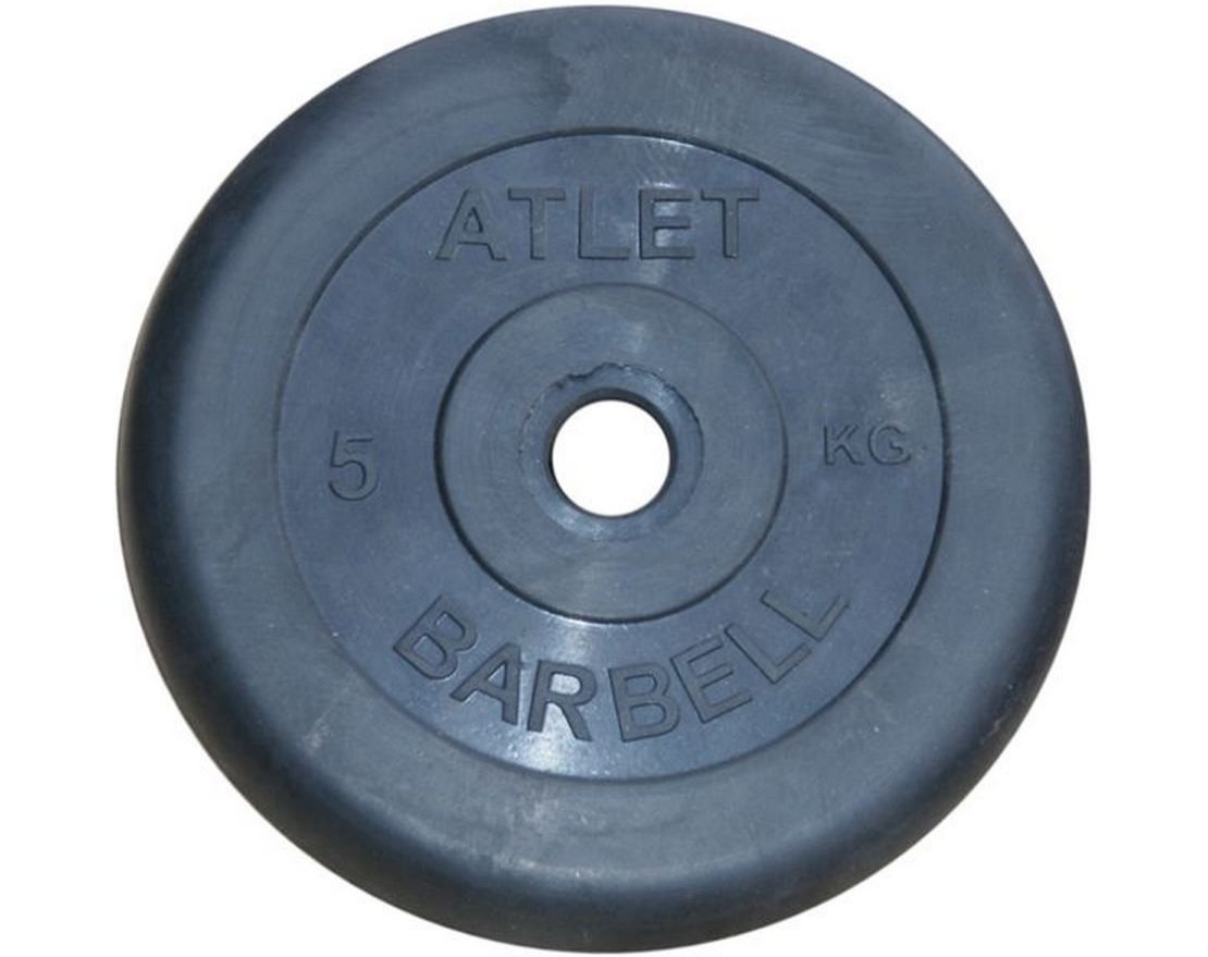 Диск обрезиненный Atlet чёрного цвета 26 мм 5 кг
